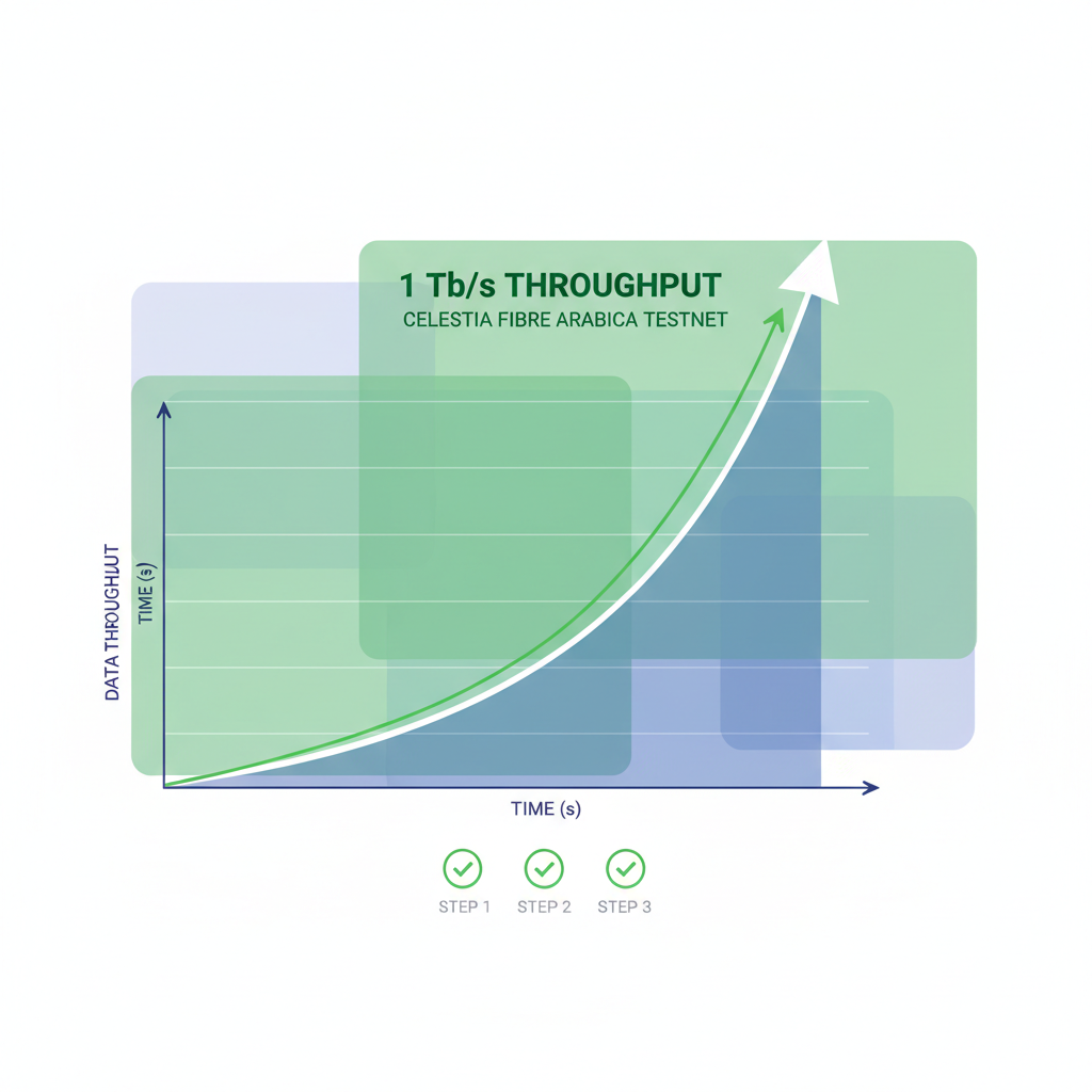 dashboard graph spiking to 1 Tb/s throughput celestia fibre arabica testnet, green metrics