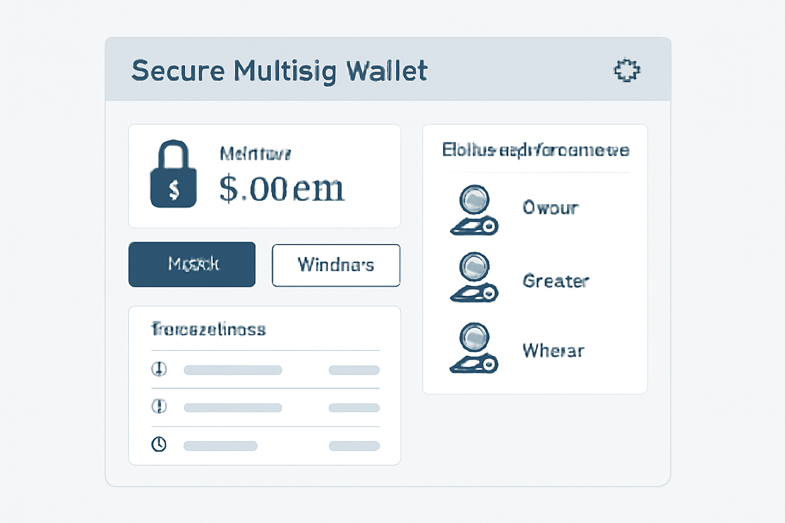 secure multisig wallet dashboard with RBAC roles and permissions icons, professional blockchain UI