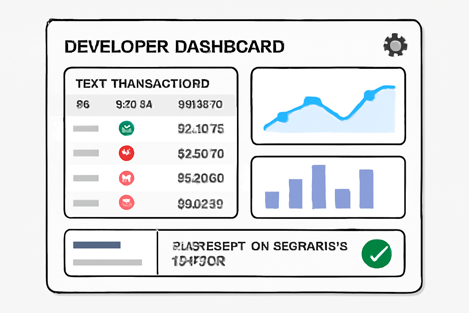 A developer dashboard with test transactions, graphs, and success indicators for subscription scenarios.