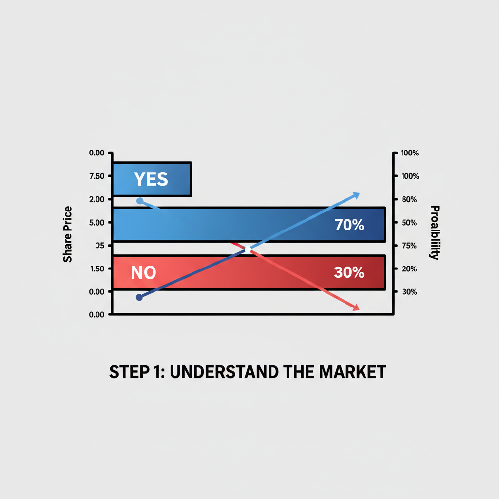 prediction market chart with yes/no shares and probability bars