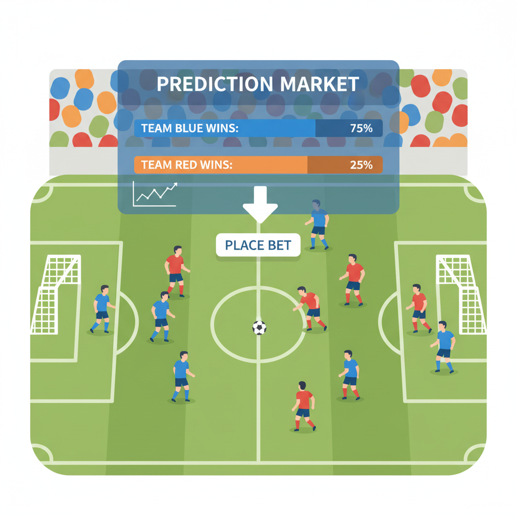 live soccer game with overlaid prediction market tracker