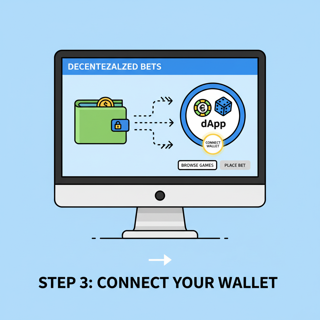 wallet connecting to decentralized betting app on computer screen