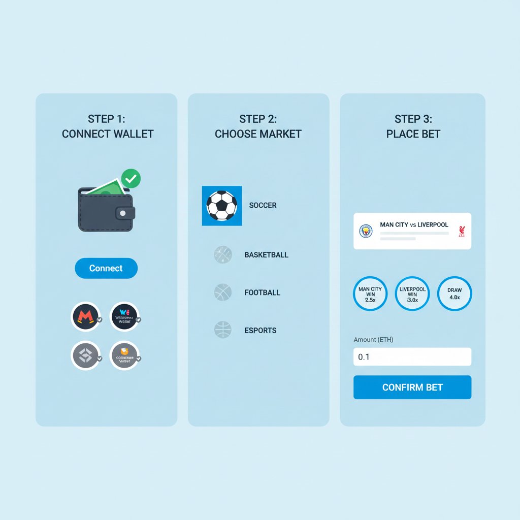 blockchain prediction market interface with soccer bet options