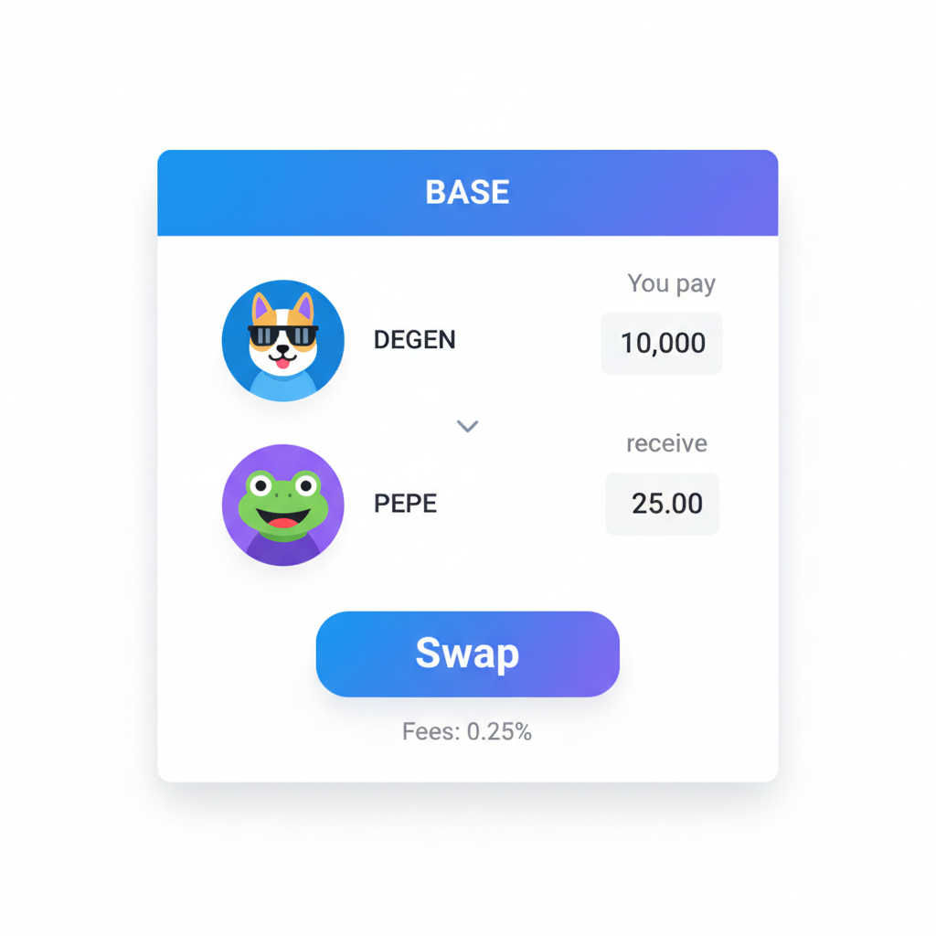 Uniswap DEX interface on Base chain, connected wallet button
