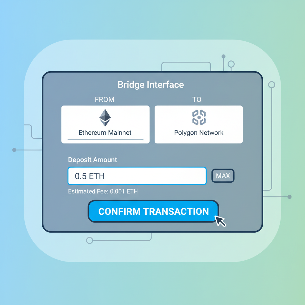 Bridge interface with small ETH deposit form filled, confirm button highlighted