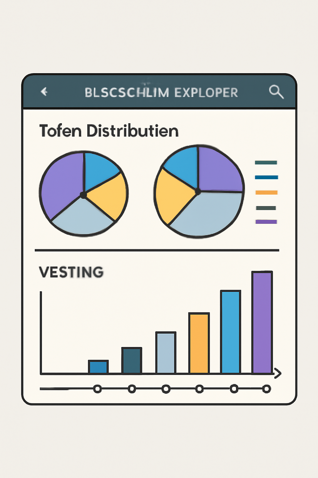 A blockchain explorer interface displaying token distribution charts and a clear vesting timeline.