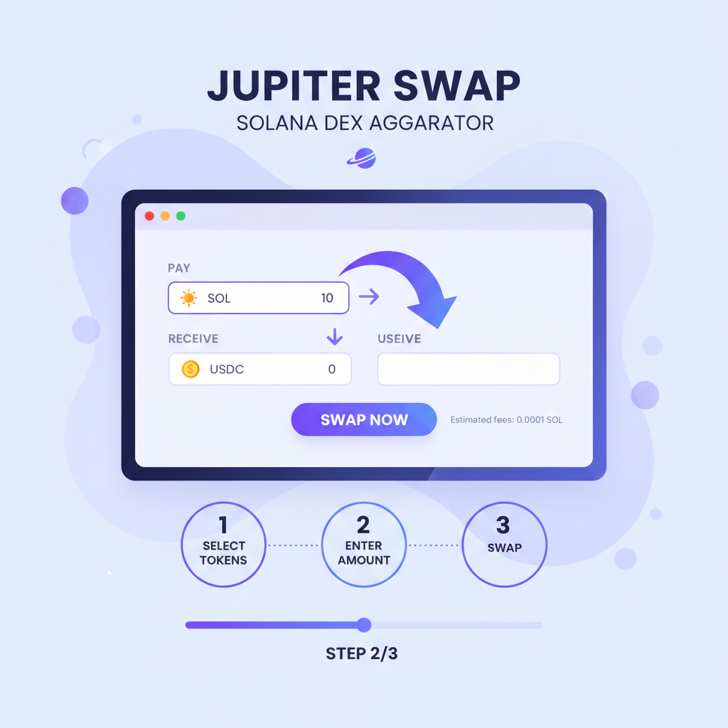 Jupiter swap interface SOL to USDC, Solana DEX aggregator, fluid token exchange
