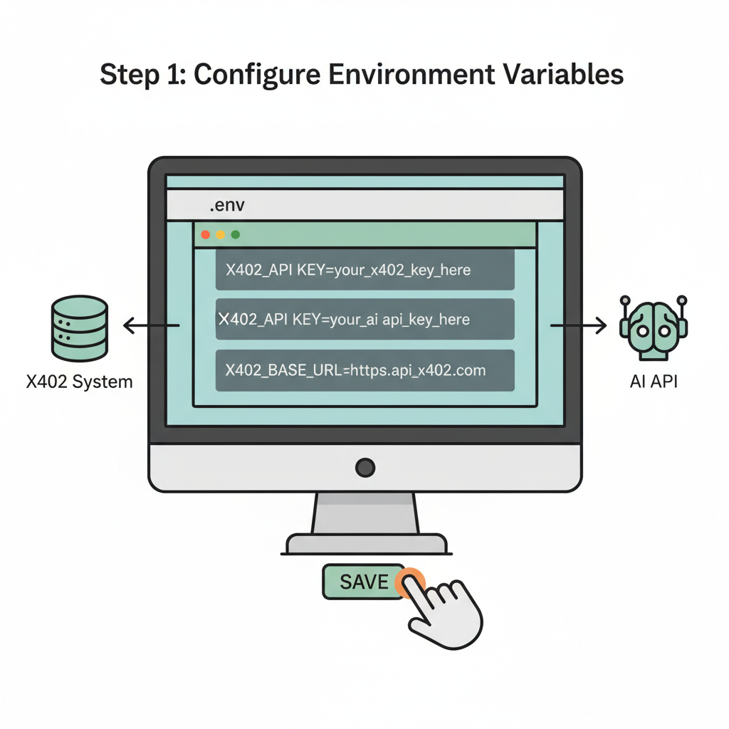 environment variables setup in .env file for x402 and AI API