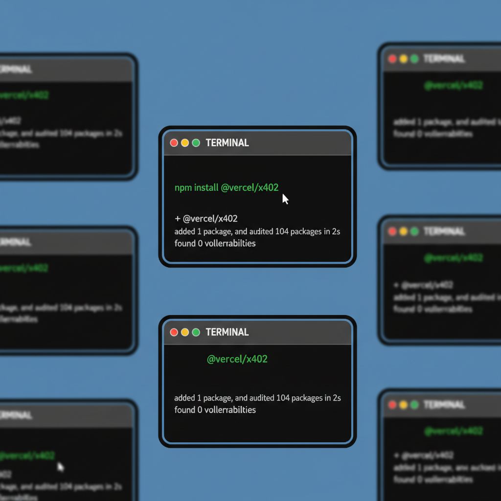 npm install command for Vercel x402 SDK in terminal