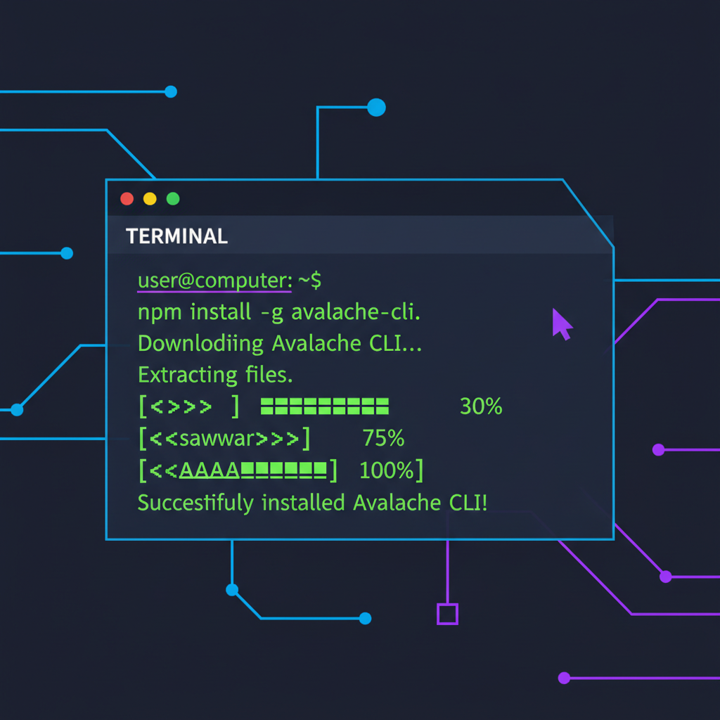 command line terminal installing Avalanche CLI, dark mode, tech aggressive vibe