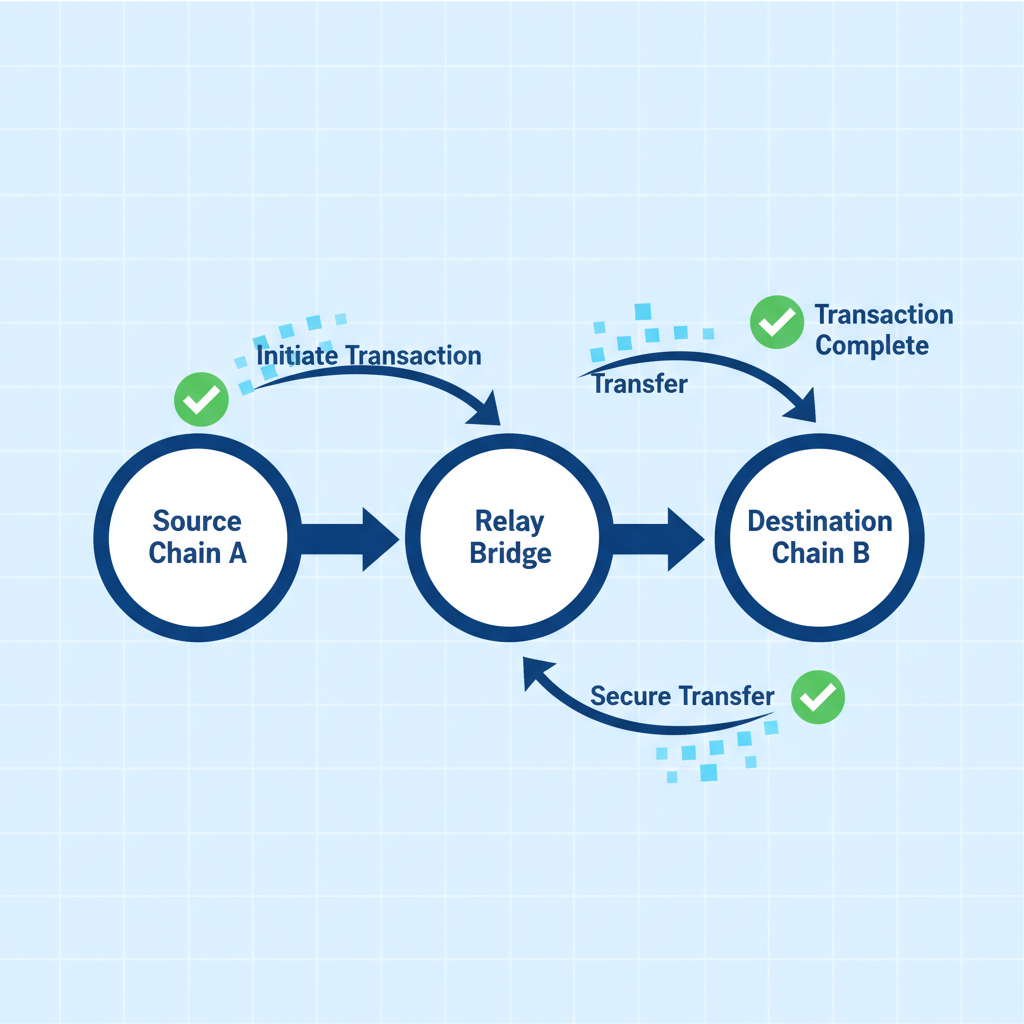 successful cross-chain transaction graph, green checkmarks, data flowing