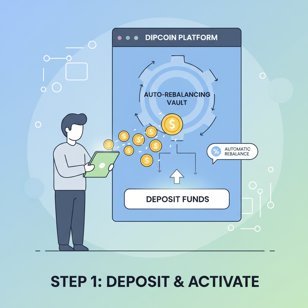 User depositing funds into auto-rebalancing vault on Dipcoin platform