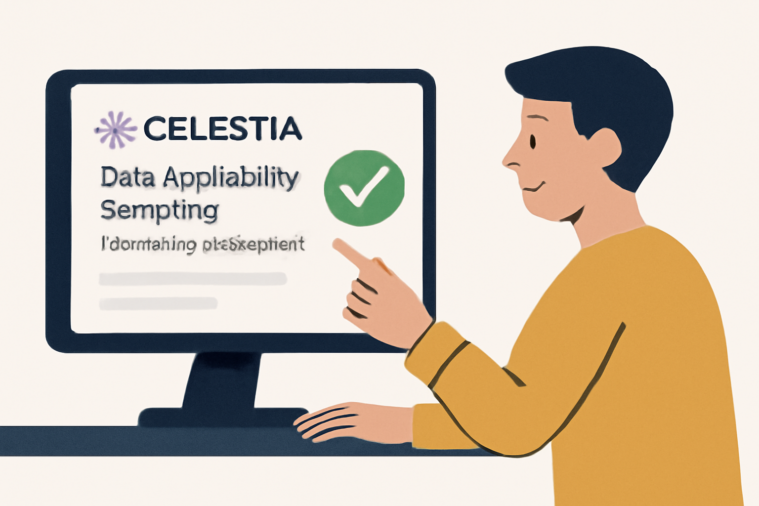 A user interacting with a dashboard showing successful participation in data availability sampling on the Celestia network.