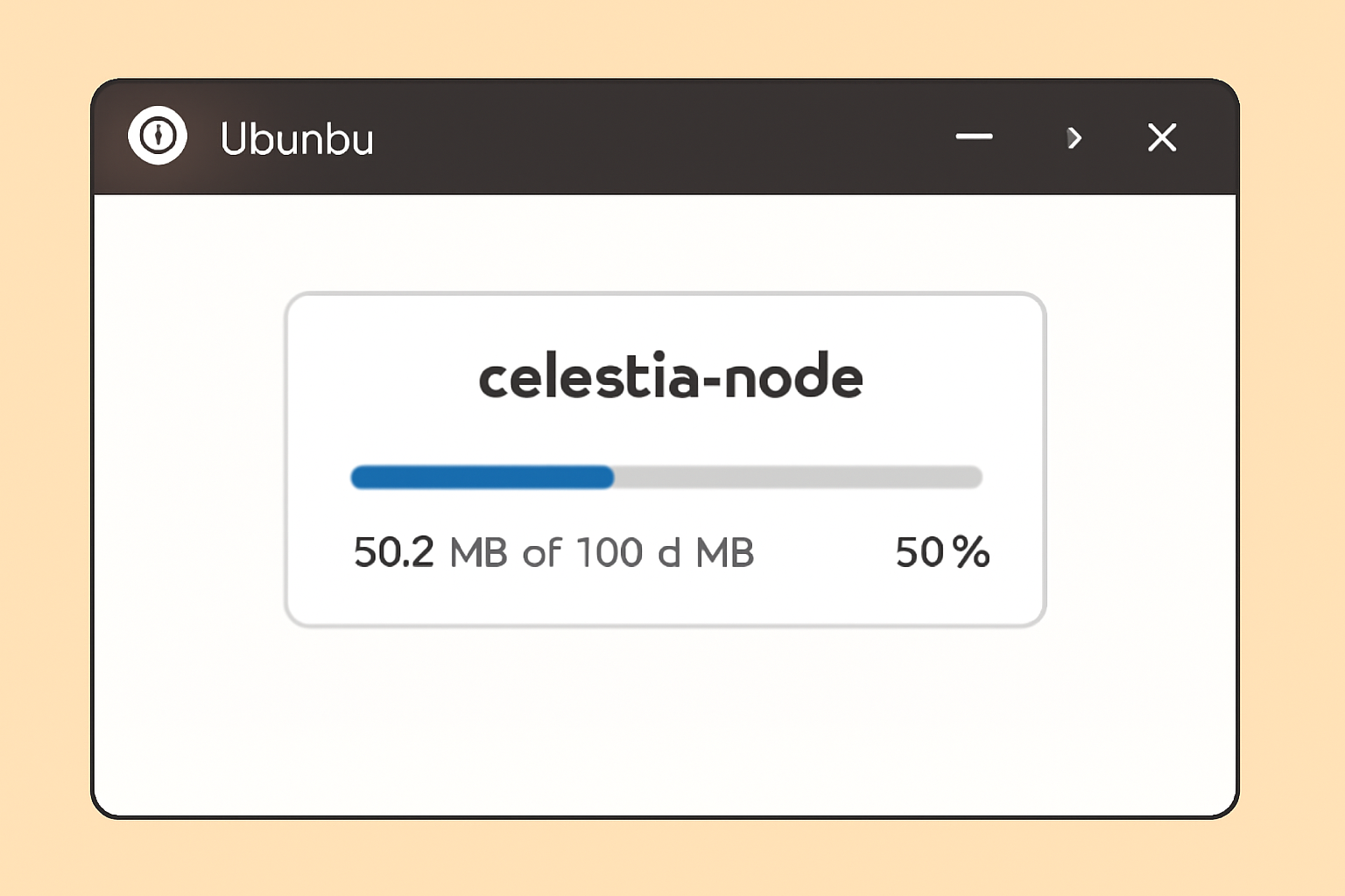 A download progress bar for a software binary labeled 'celestia-node' on a Ubuntu desktop.