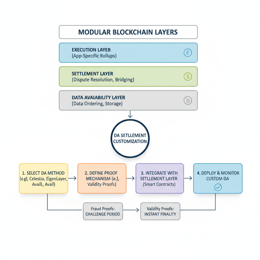 modular blockchain layers DA settlement customization flowchart