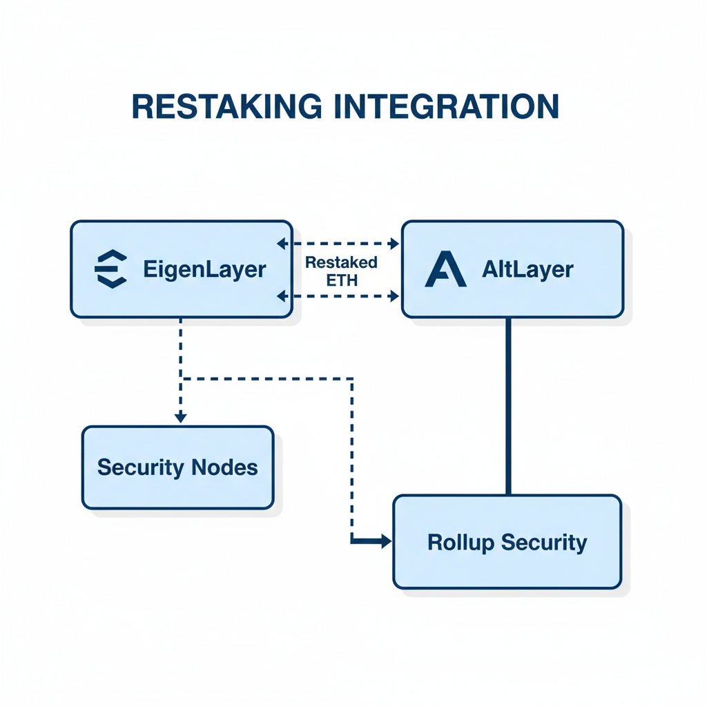 restaking integration diagram EigenLayer AltLayer rollup security nodes connected