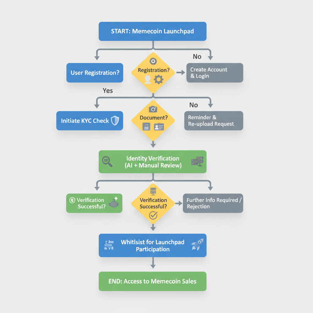 flowchart of KYC check in memecoin launchpad