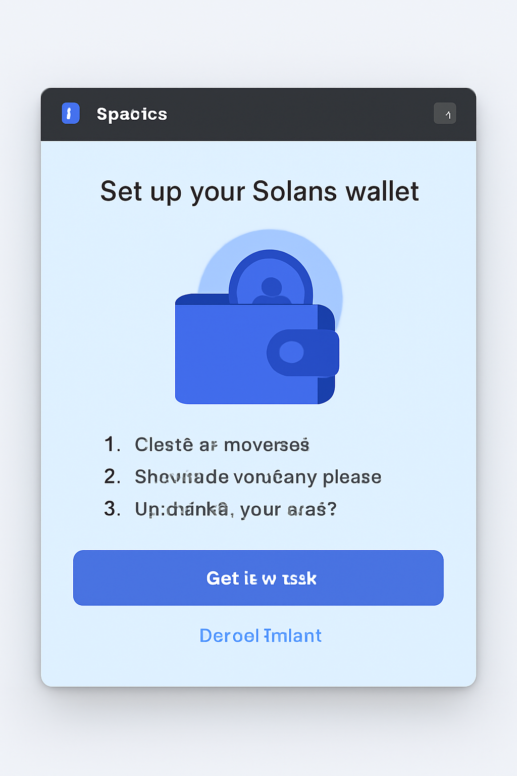 clean Solana wallet setup interface on desktop, Phantom app open, Devnet faucet link visible, modern UI, blue tones