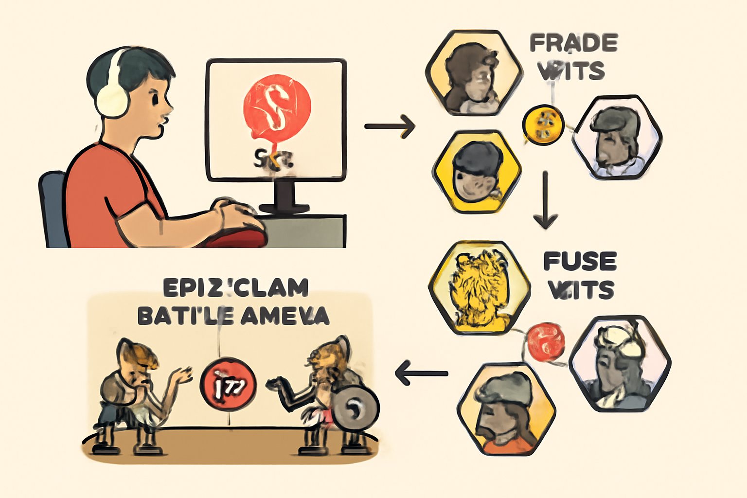 gamer staking trading and fusing NFTs in epic clan battle arena on Sei Network