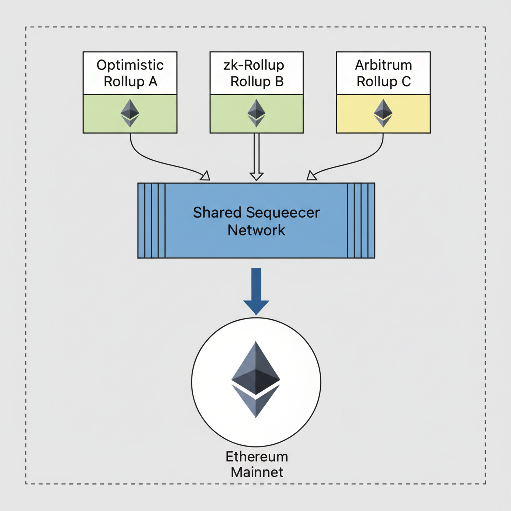 ethereum rollups connecting to shared sequencer network diagram