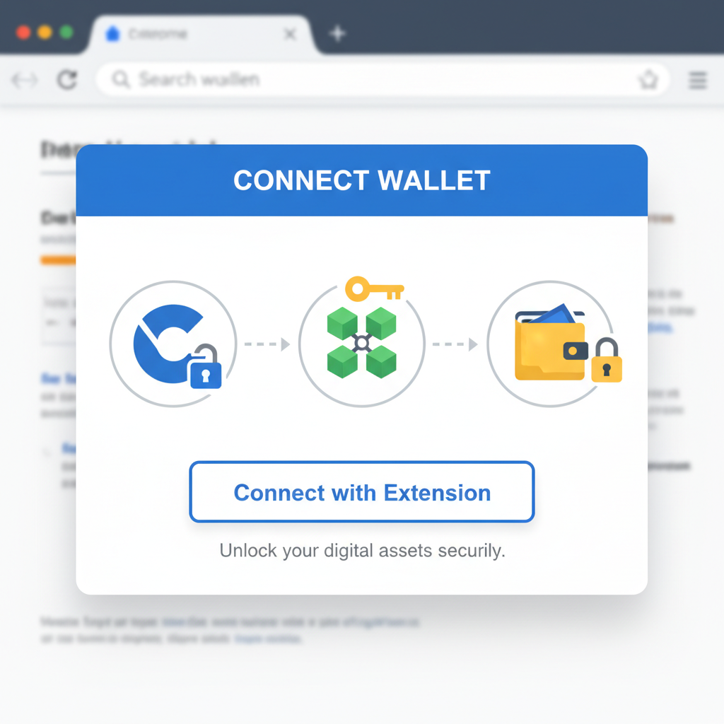 wallet connection interface in chrome extension, blockchain keys and locks