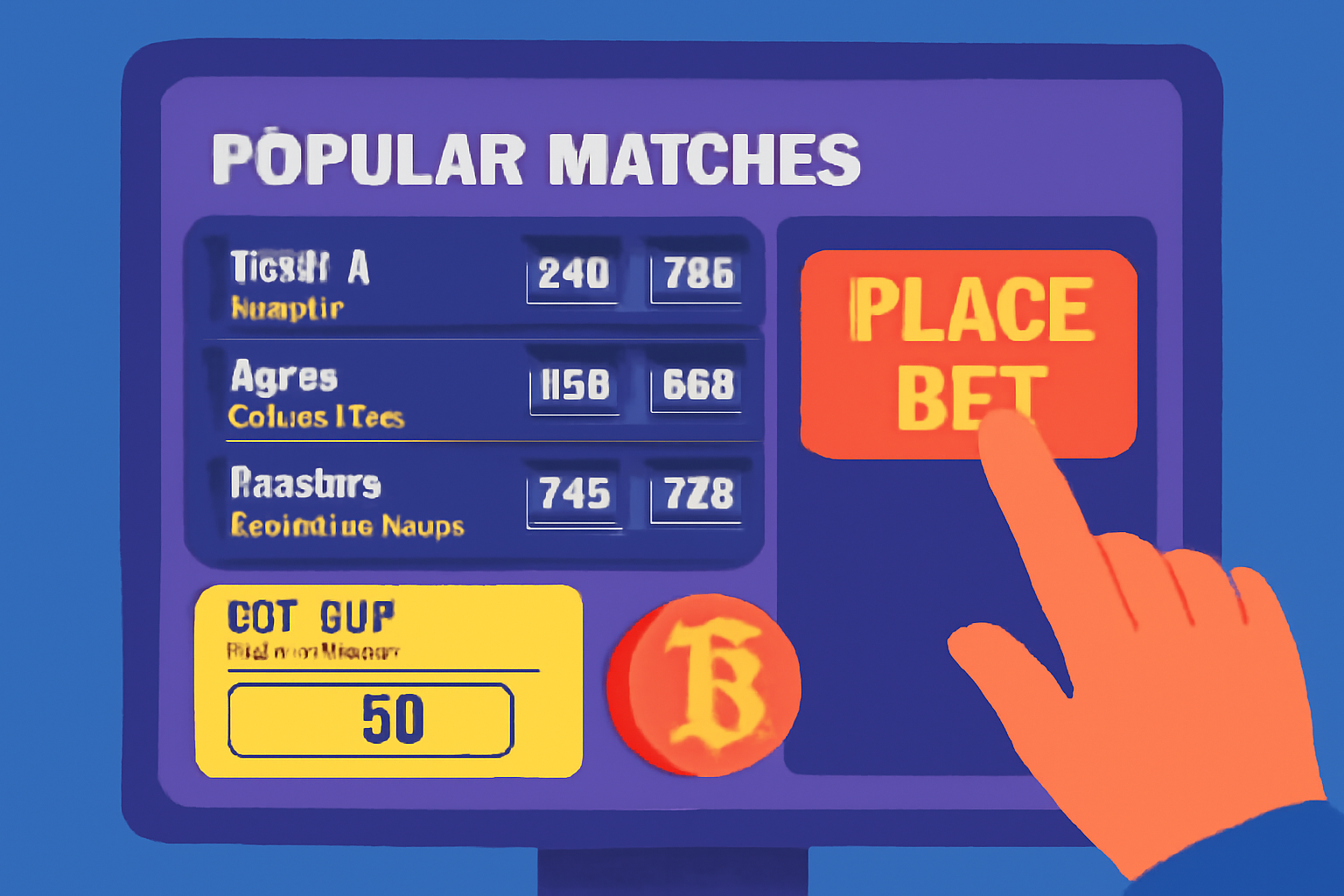 a vibrant interface displaying popular esports matches and odds, with a user placing a bet using Bitcoin, dynamic and engaging