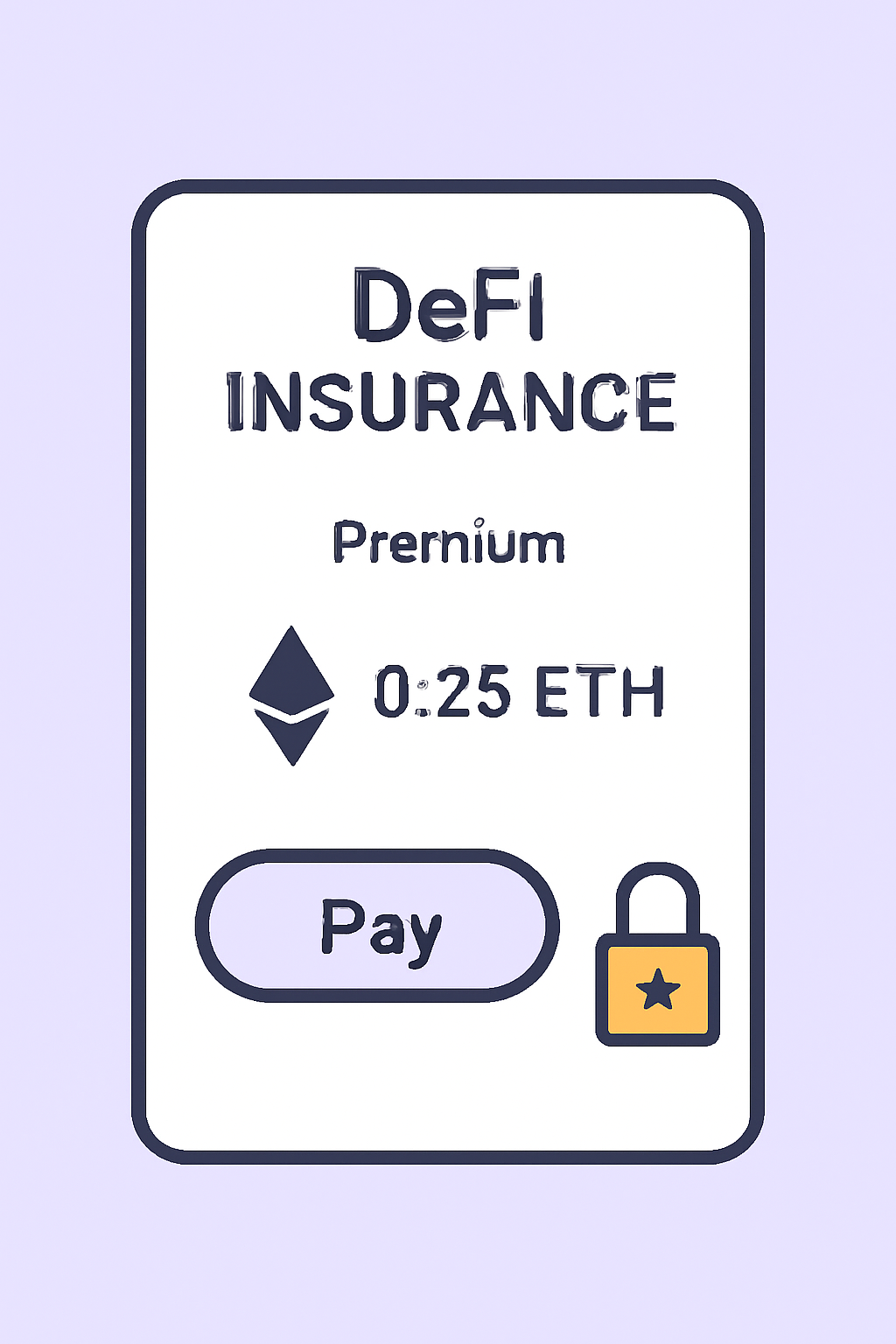 DeFi insurance premium payment screen with ETH transaction, secure lock icon