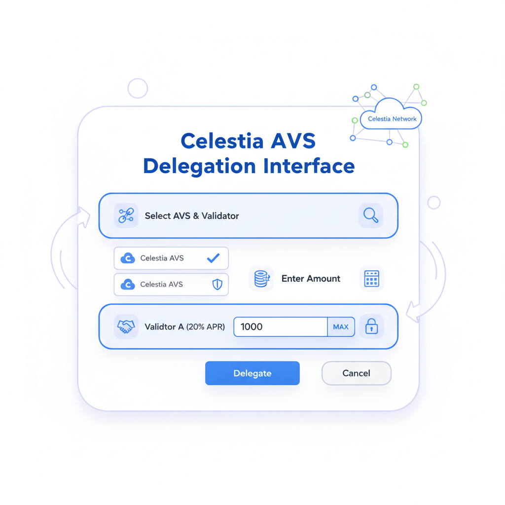 delegation interface highlighting Celestia AVS