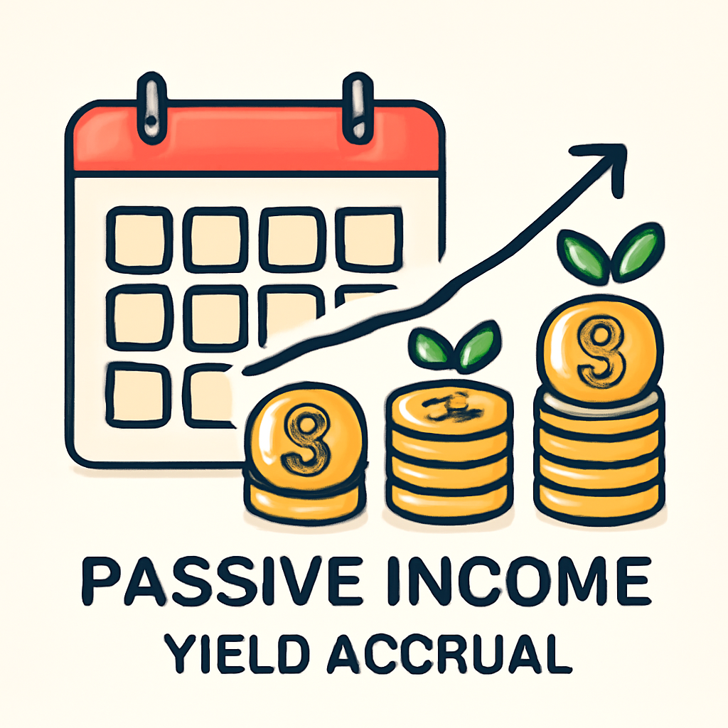 A calendar with sDAI tokens growing over time, symbolizing passive income and yield accrual.