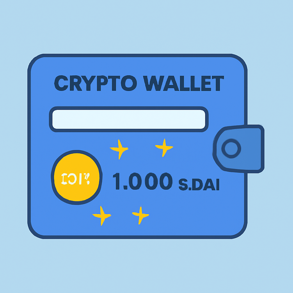A crypto wallet displaying a new sDAI token balance, with animated sparkles to indicate passive yield.
