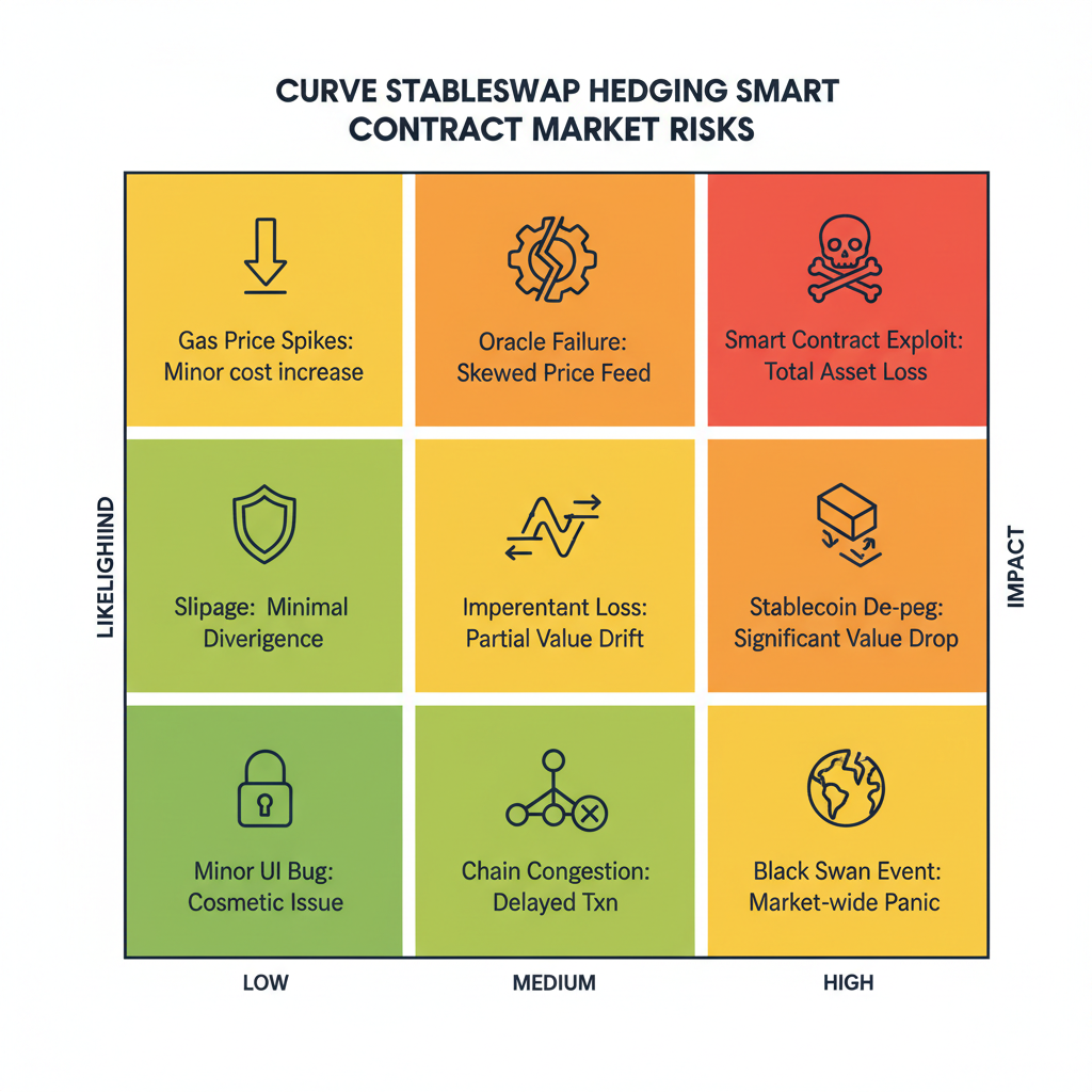 risk matrix chart for Curve StableSwap hedging impermanent loss smart contract market risks