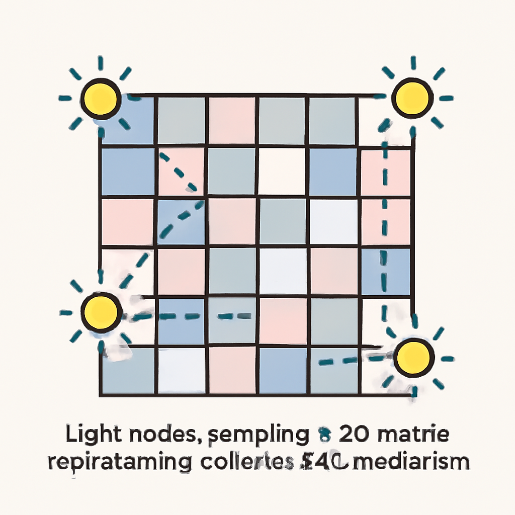 light nodes sampling a 2D matrix representing Celestia's DAS mechanism