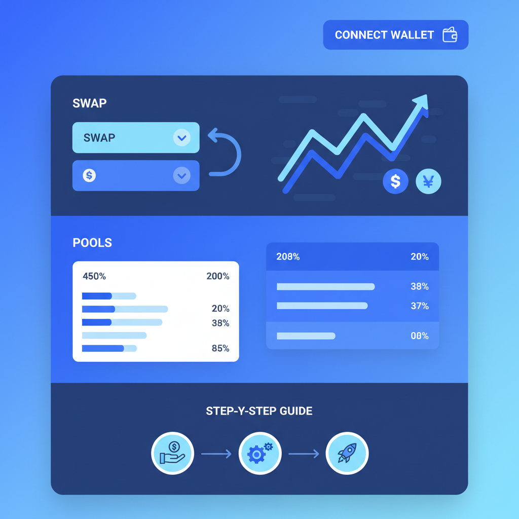 Cetus DEX Sui homepage with wallet connect button, clean DeFi interface, blue tones