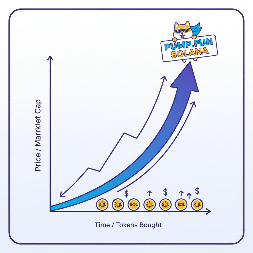 memecoin bonding curve graph pumping up, solana pump.fun style