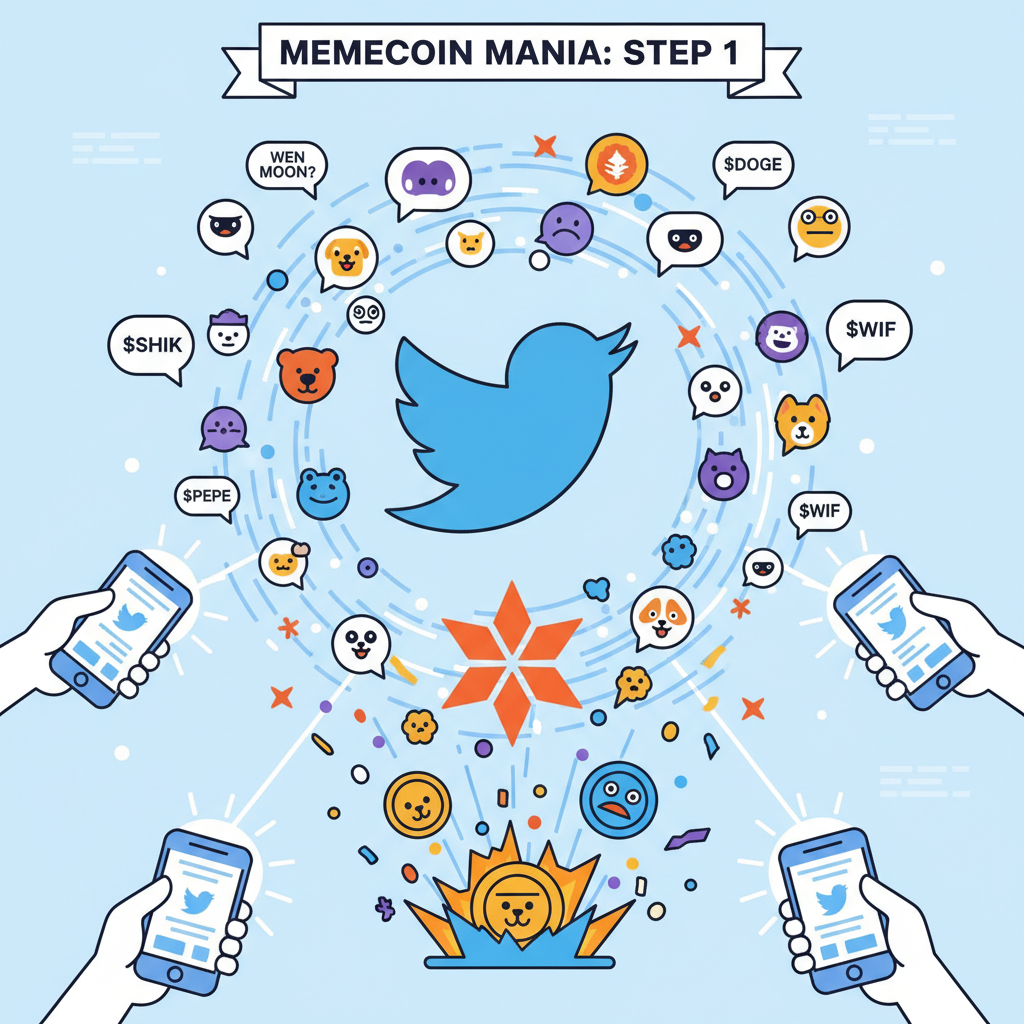 twitter shill frenzy, memecoin community hype, solana memes exploding