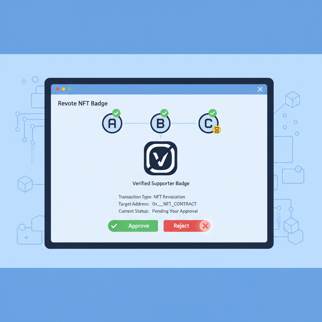 multisig wallet interface approving NFT badge revocation on blockchain