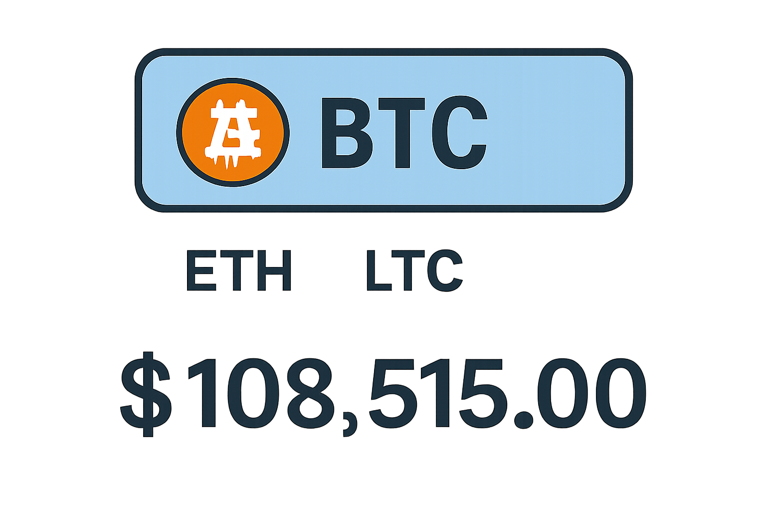 A selection screen with the Bitcoin logo and 'BTC' highlighted, showing the current price $108,515.00.