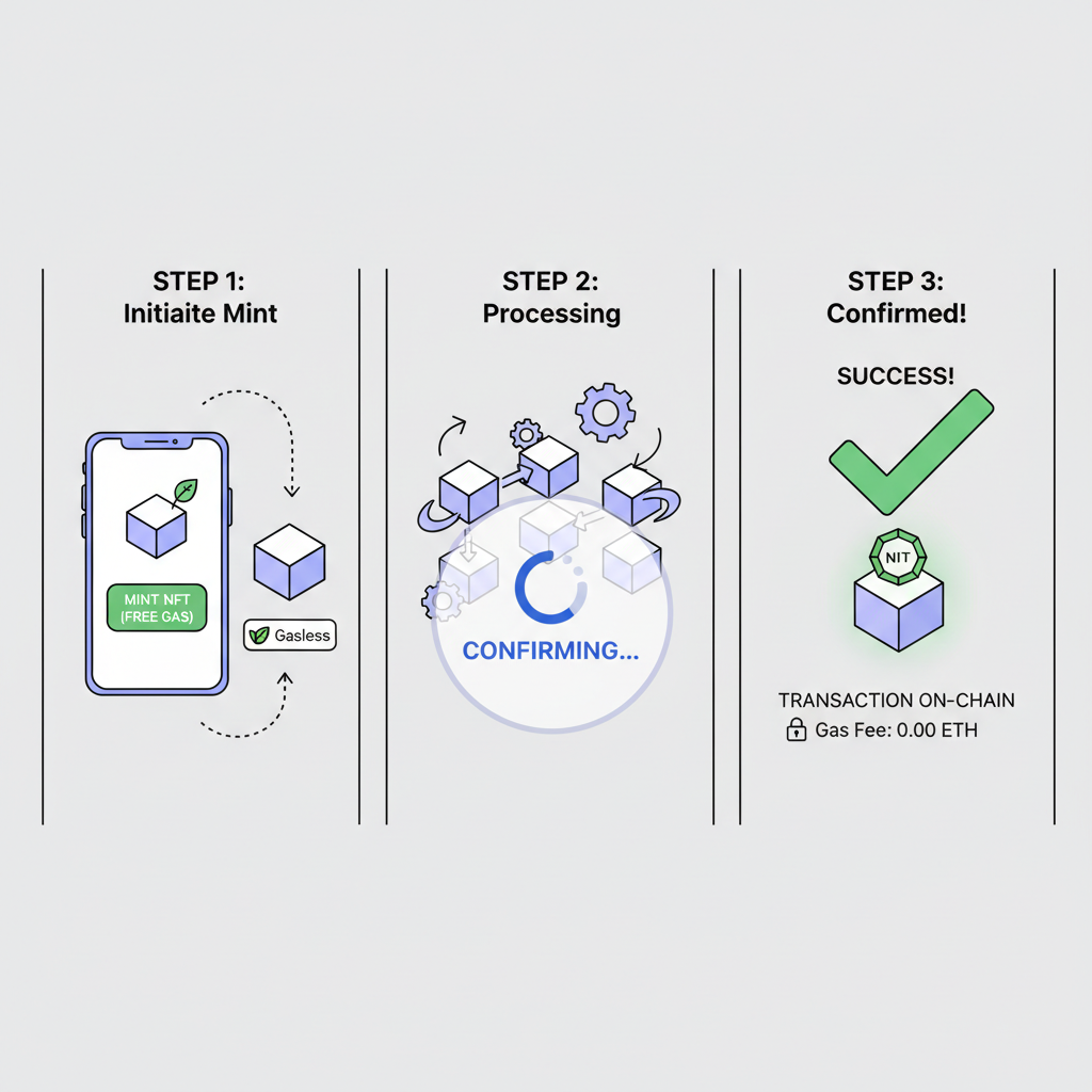 successful gasless NFT mint transaction confirmed on blockchain