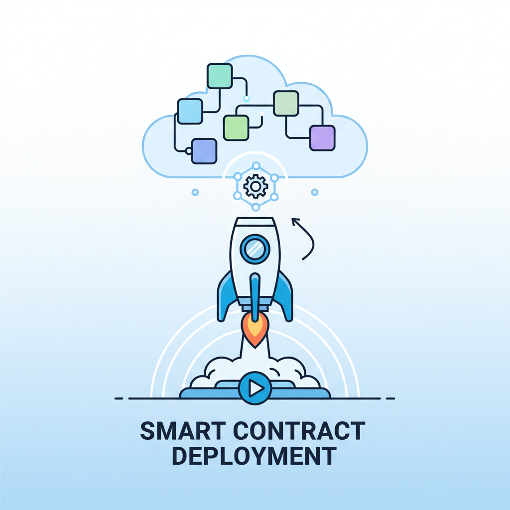 rocket launching smart contract deployment to blockchain network