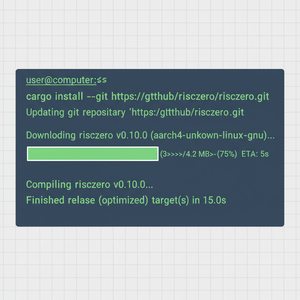 cargo install command in terminal, risczero downloading, progress bar