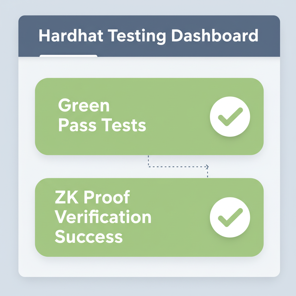 hardhat testing dashboard, green pass tests, zk proof verification success