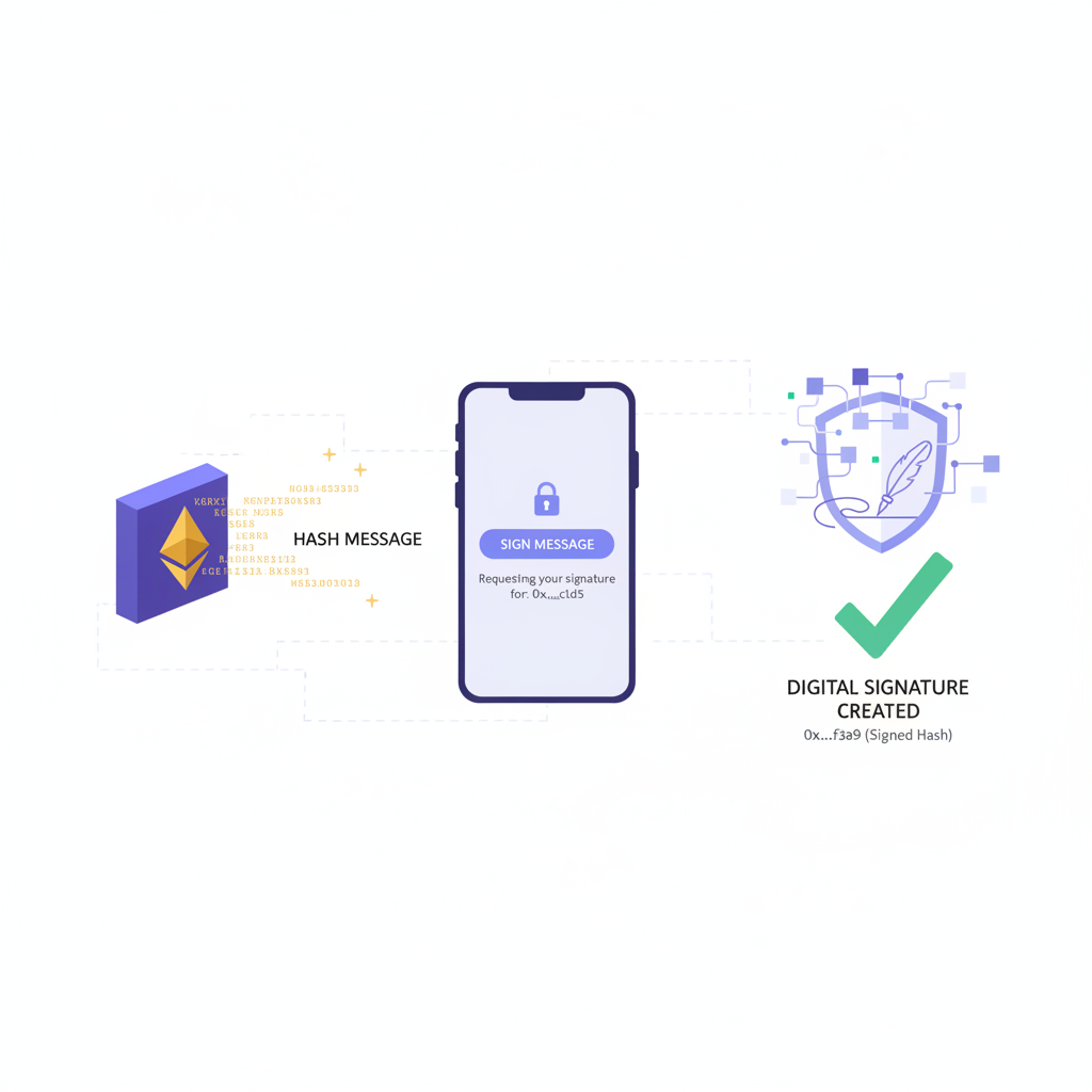 ethereum wallet signing hash message, digital signature visualization
