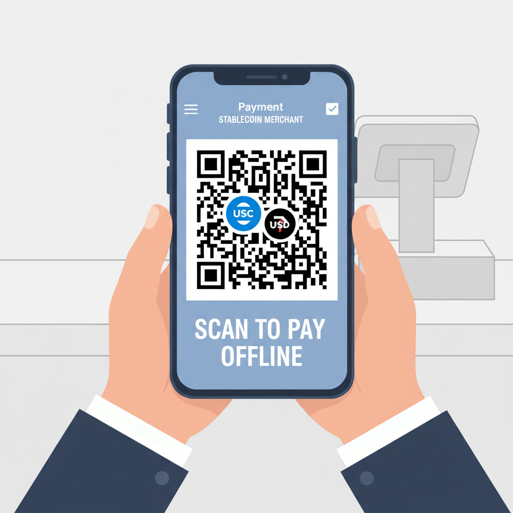 generating QR code on phone for USDC USDT offline payment stablecoin merchant