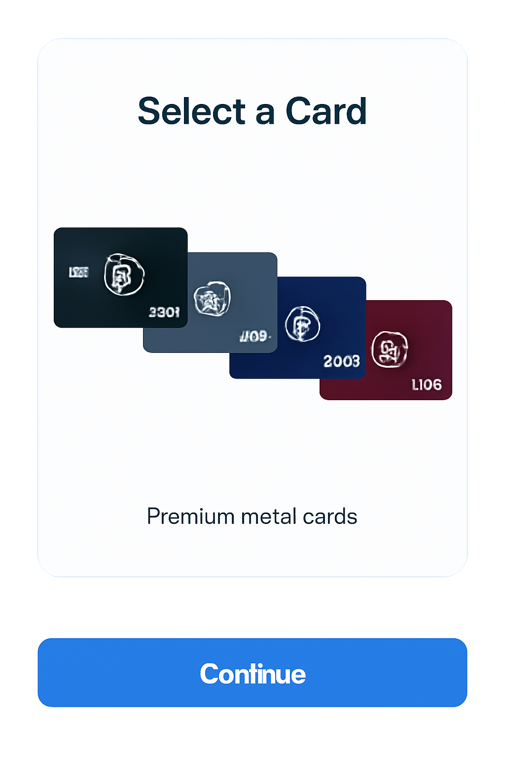 Applying for Crypto.com Visa card in app, tier selection screen, premium metal cards