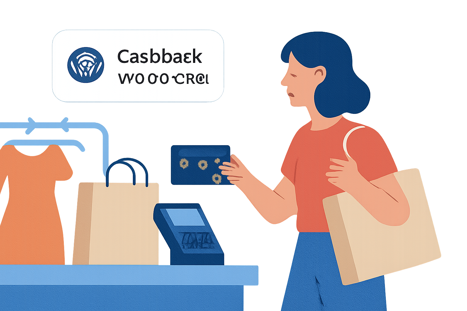 Spending with Crypto.com Visa card, cashback CRO rewards notification, shopping scene