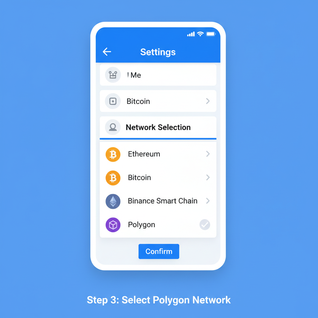 screenshot Zengo settings add Polygon network selection