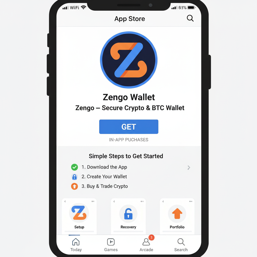 /screenshot app store Zengo wallet download page, mobile device