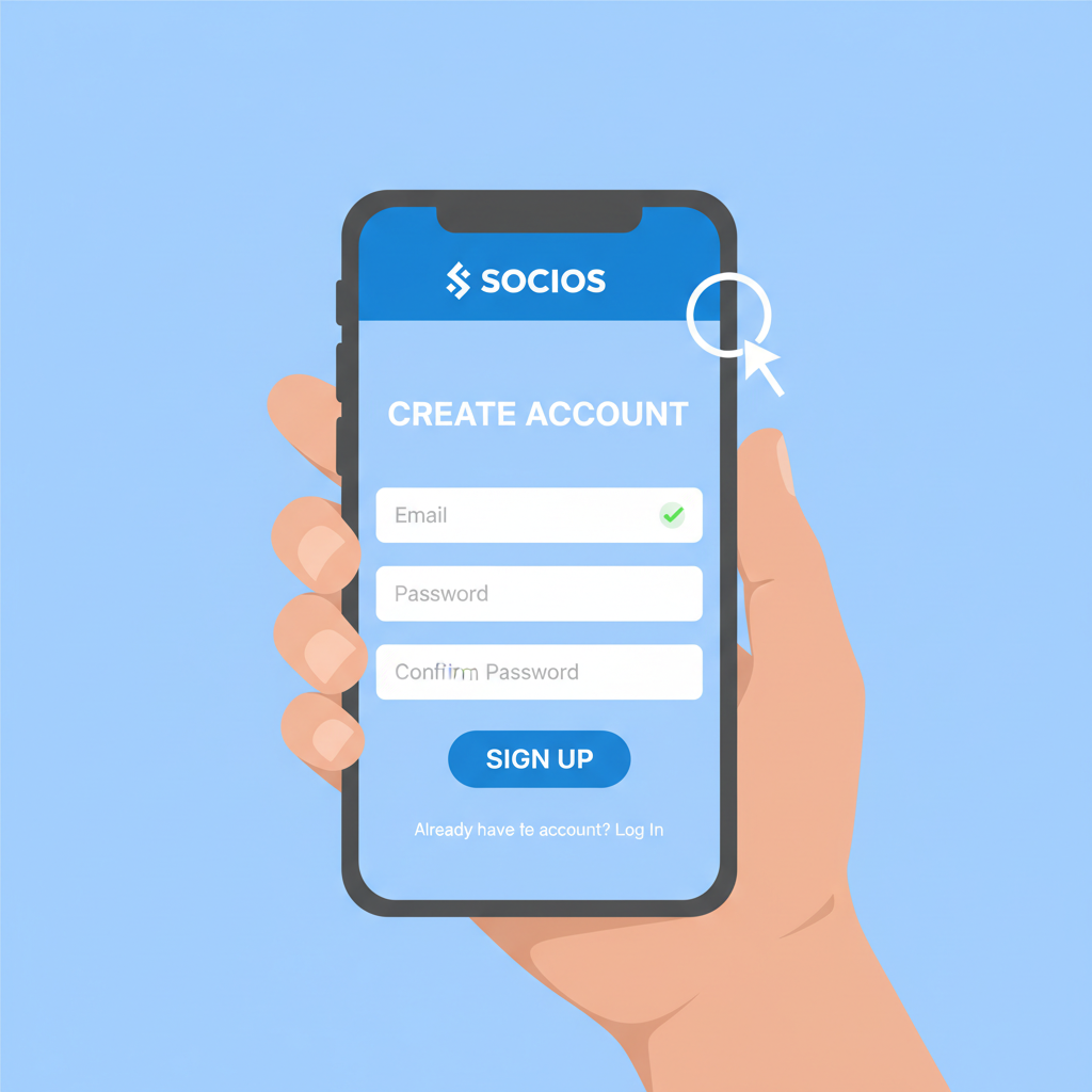user creating account on mobile Socios app