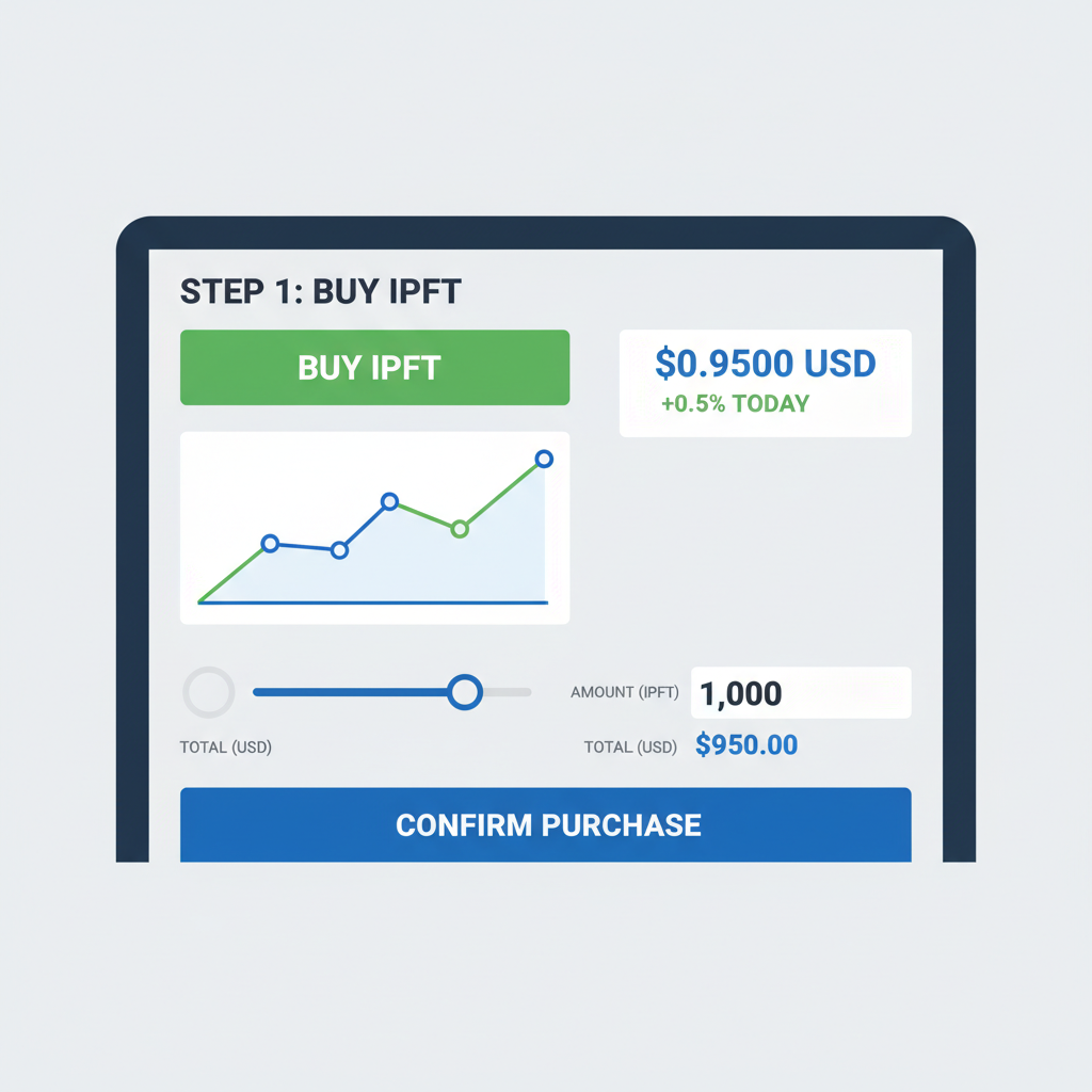 crypto exchange buy interface for IPFT tokens at $0.9500, trading chart