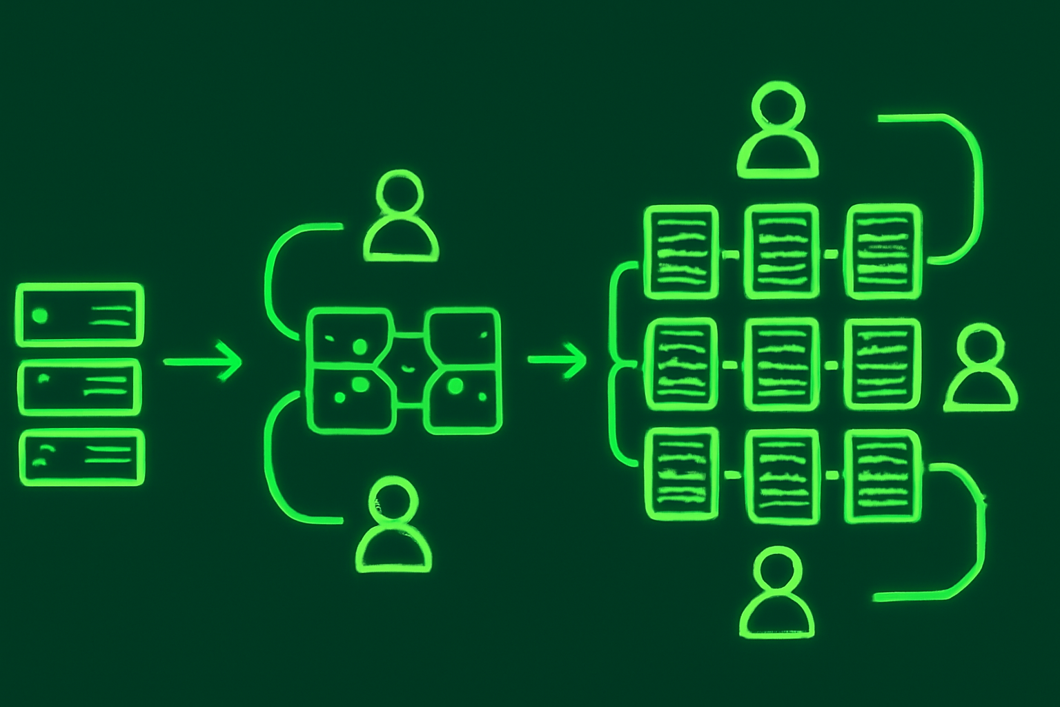 scalable blockchain network expanding with growing nodes and users, dynamic growth animation, servers multiplying, vibrant green energy flows